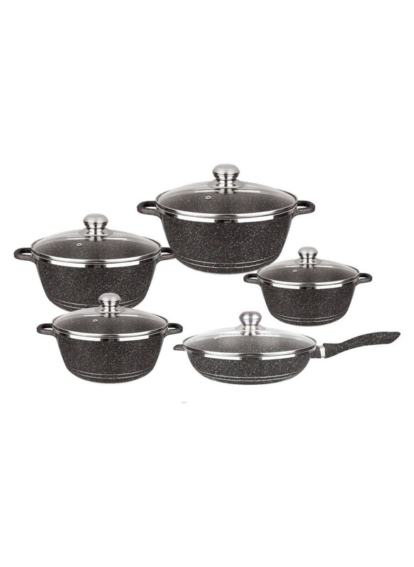 

Generic 12-Piece Kitchen Cookware Set, Black/Clear