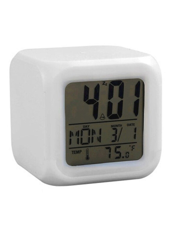 

Generic 7 Colors Led Changing Digital Alarm Clock, White