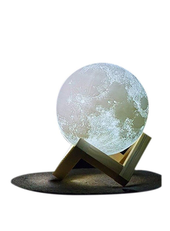 

ZTO 3D Printed LED Moon Light Lamp with Wood Stand, 15cm, Warm White