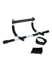 Door Gym Pull-Up Bar with Grip, Silver/Black