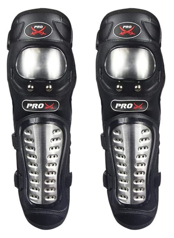 

Pro 2-Piece Adults Alloy Steel Motorcycle Knee Pads, Black