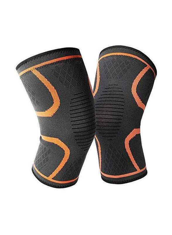 

Generic Cycling Knee Support Braces, 2-Piece, Large, Orange/Dark Grey