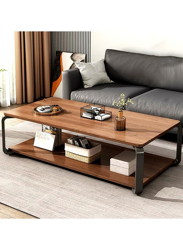 

DubaiGallery Light Luxury Small European Nordic Double Layer Side Table, Brown