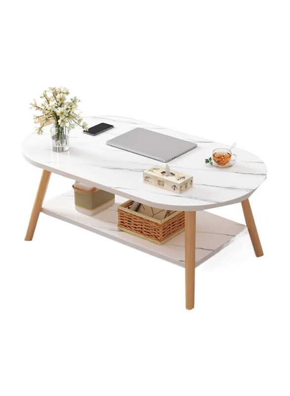 

DubaiGallery Industrial 2-Tier Storage Shelf Coffee Table, White