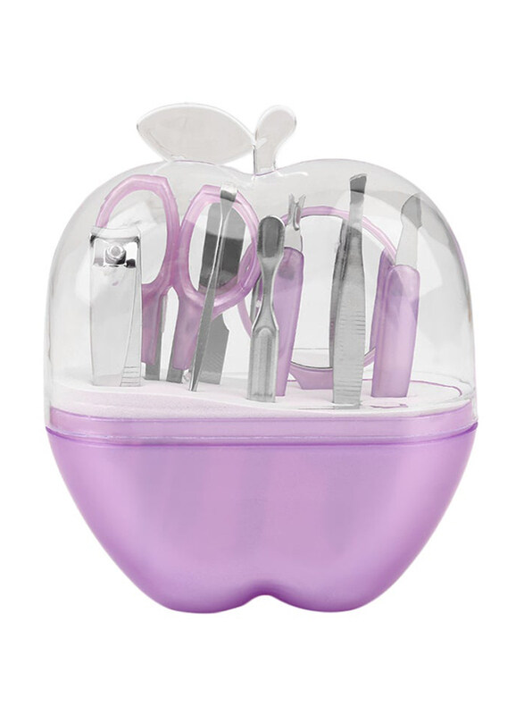 

Generic Stainless Steel Manicure Set, 9 Pieces, Purple/Clear