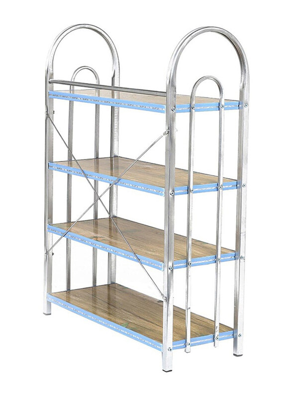 

Dubaigallery 4-Shelves Shoe Rack, Silver/Blue