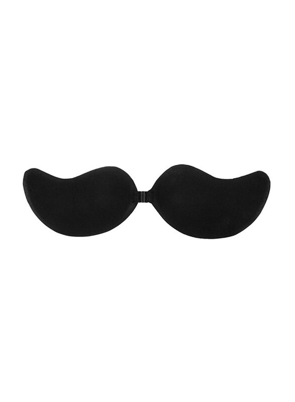 

OUTAD Push Up Self-Adhesive Silicone Bust Front Closure Strapless Invisible Bra, B, Black