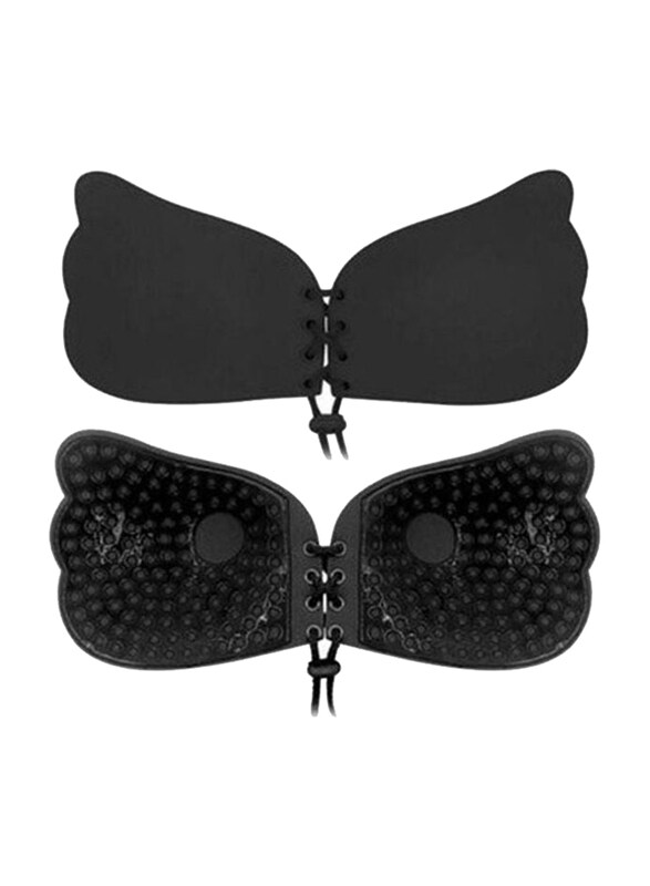 

Generic Silicone Adhesive Invisible Front Closure Chest Paste Bra, Black, One Size
