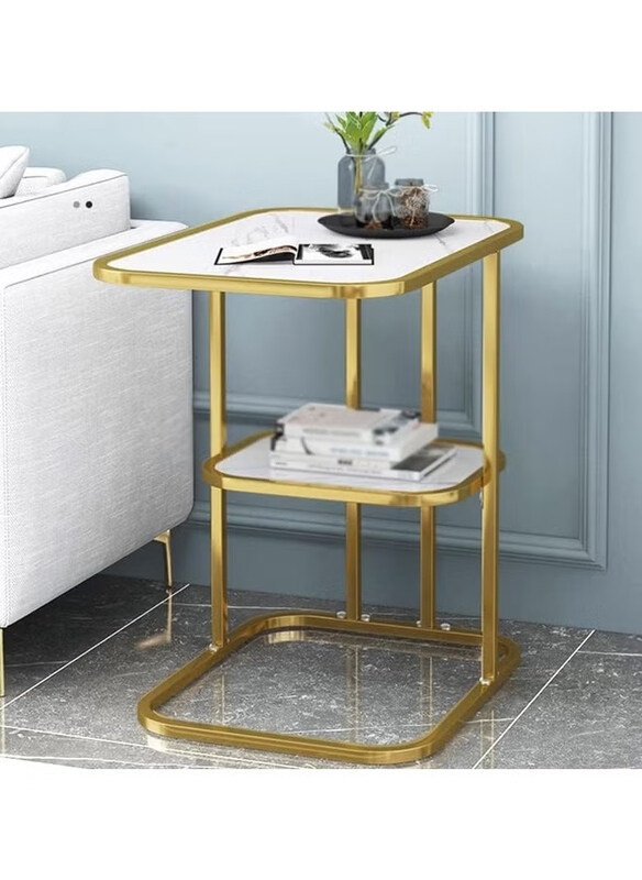 

DubaiGallery C Shape Side Table, Gold/White