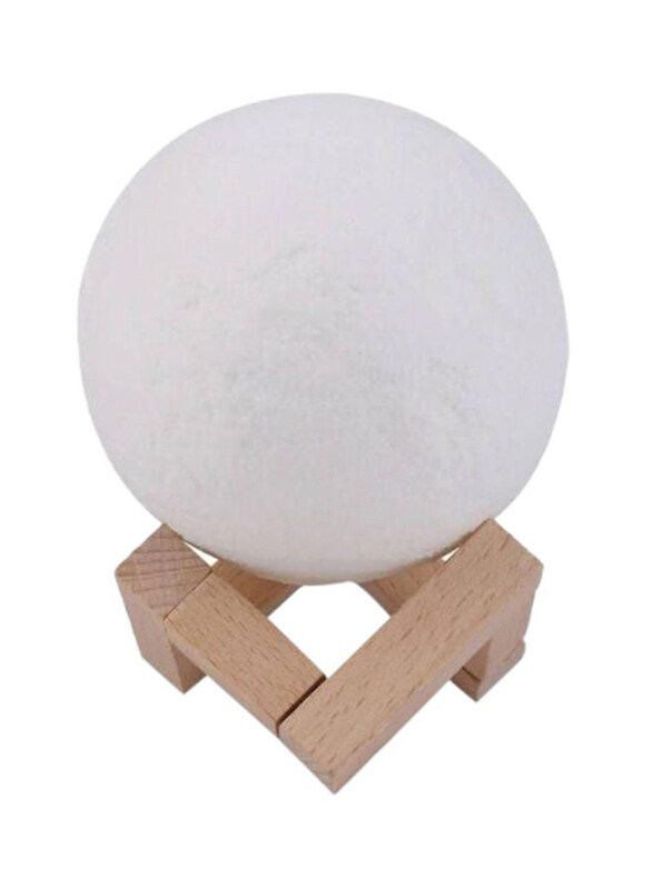 

Generic 3D Printed LED Moon Light Lamp with Wood Stand, 8cm, White/Yellow