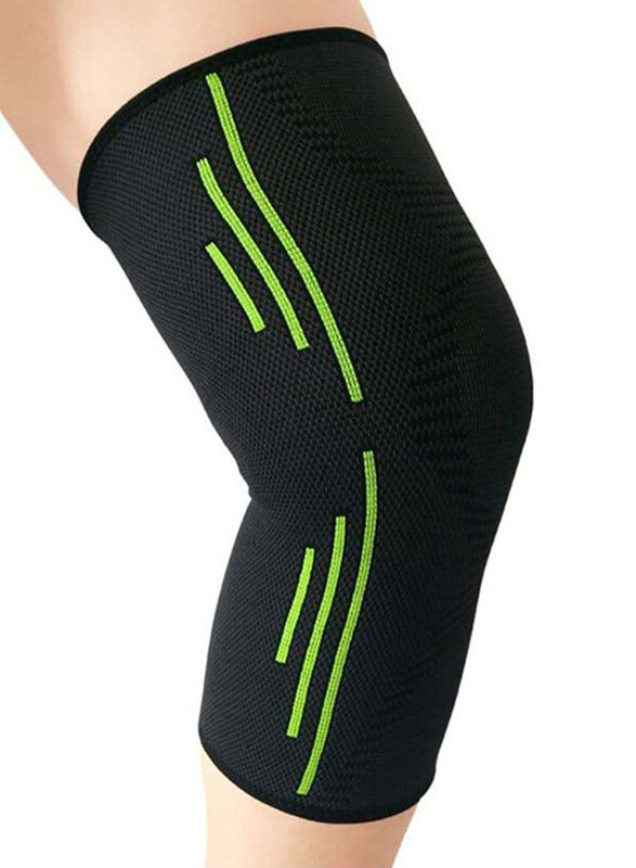 

Generic Breathable Non-Slip Knitted Sports Knee Pad, Large, Black/Light Green