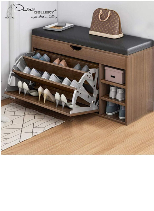

DubaiGallery Shoe Storage Bench with Hidden Shoe Rack, Brown