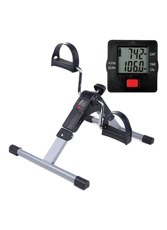 

Dubaigallery Mini Pedal Exerciser with Digital Display, Silver/Black