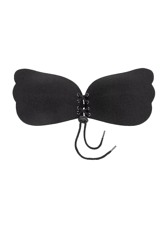 

OUTAD Lady Invisible Strapless Push Up Self-Adhesive Backless Brassiere Bra, B, Black