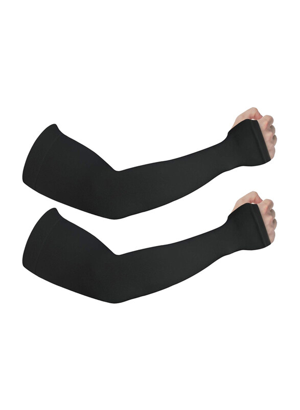 

DubaiGallery 2 Piece Outdoor Sports Sun Protection UPF Arm Cover Sleeves for Men & Women, Black