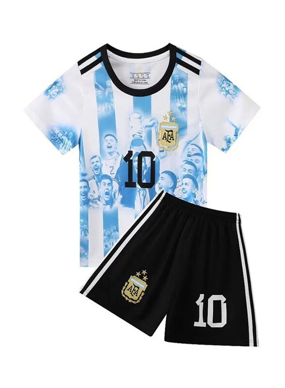 

DubaiGallery Argentina National Team World-cup Champion T-Shirt Kit Suit Jersey Short Sleeve Uniform, Blue/Black