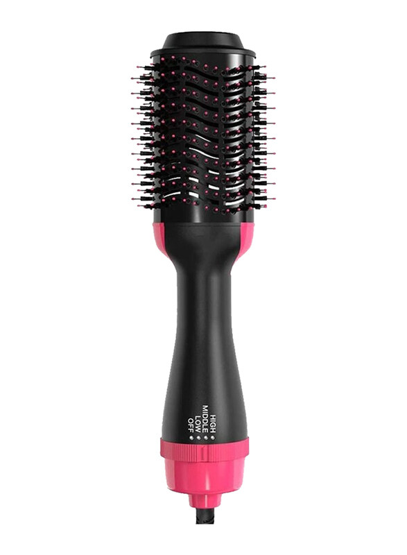 

One Step 3-in-1 Magic Hair Brush Hot Air Dryer Volumizer Blower Straightener, Pink/Black