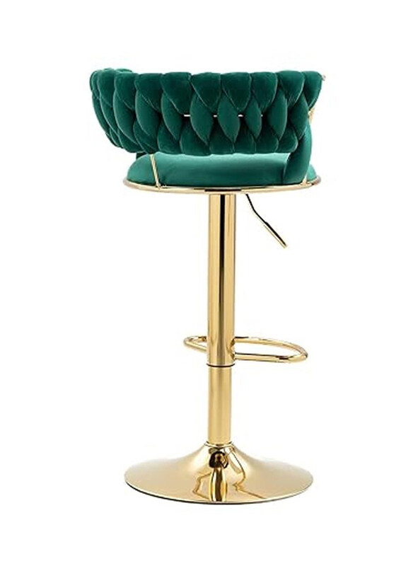 

DubaiGallery 360° Swivel Modern Round Adjustable Reception Gold Velvet Bar Chair Suitable for Bar Home Office Cafe, Green/Gold