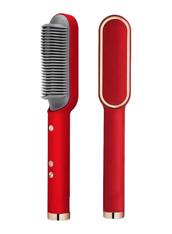 

DubaiGallery Hair Straightener & Curler Brush, Red