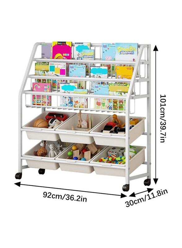 

DubaiGallery Bookshelf Children's Book Rack Organizer, White