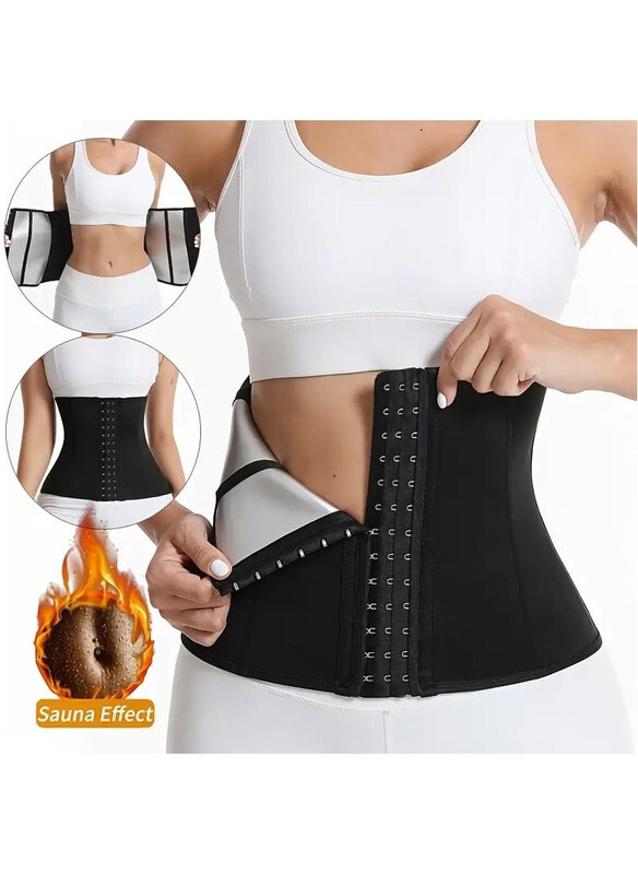 

DubaiGallery Waist Trainer Corset Stretchy Latex Belly Band Girdle Body Shaper Hourglass Shapewear, Black