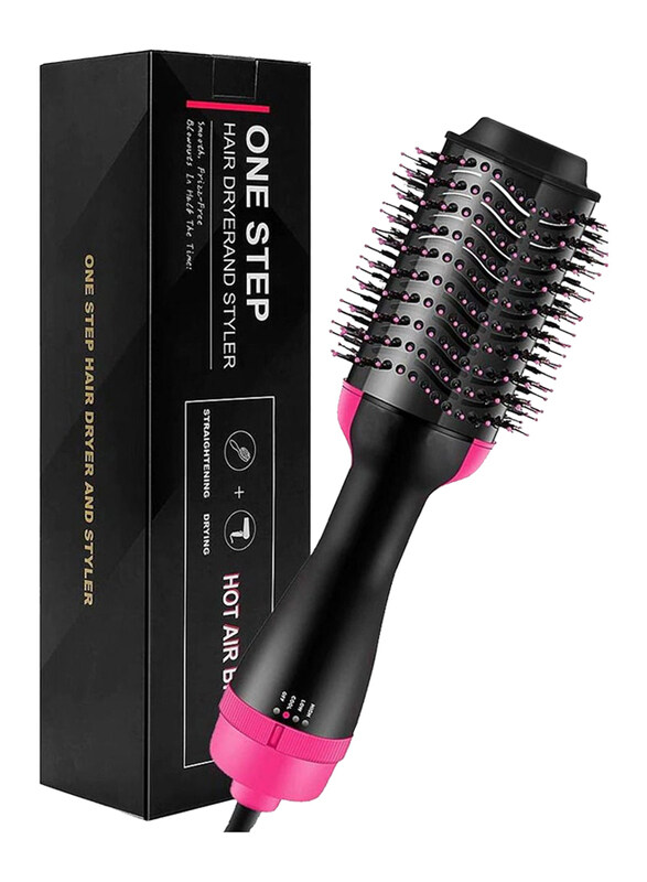 

One Step Volumizer Hot Air Hair Dryer Brush, Black/Pink