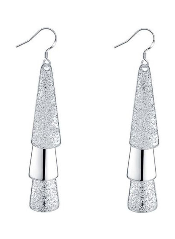 

Ehome Silver Plated Three Geometric Design Earrings for Women, Silver