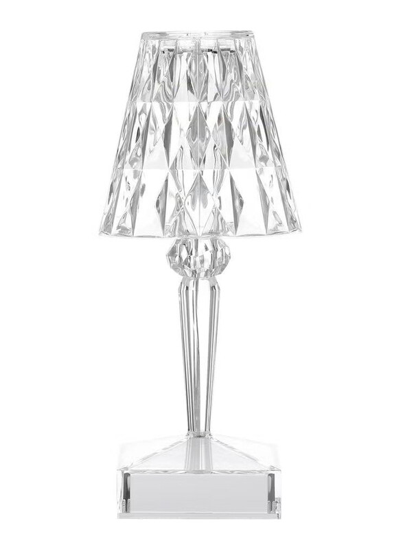 

Generic USB Rechargeable Acrylic Diamond Table Lamp, White