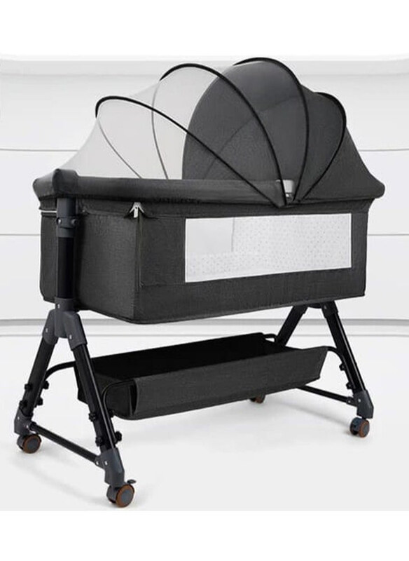 

DubaiGallery 3-in-1 Easy Folding Portable Baby Bassinet Bedside Sleeper for Baby, Built In Storage Basket, Black