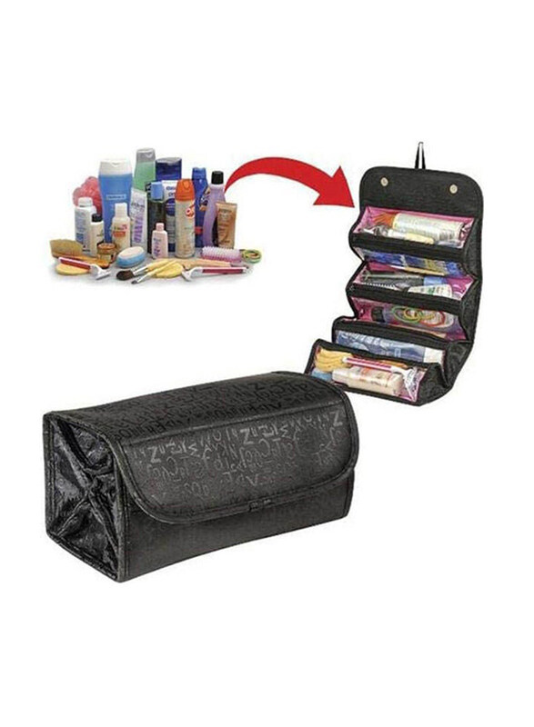 

Generic Portable Women Large Cosmetic Bag Makeup Bag Travel Toiletry Pouch Bag Storage Make Up Organizer Toiletry Case Beauty, Black