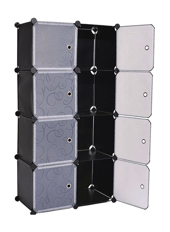 

Generic 8 Cells Multifunctional Deatchable Storage Cabinet, Clear/Black