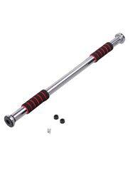 Adjustable Length Fitness Chin Up Pull-Up Bar, Silver/Red