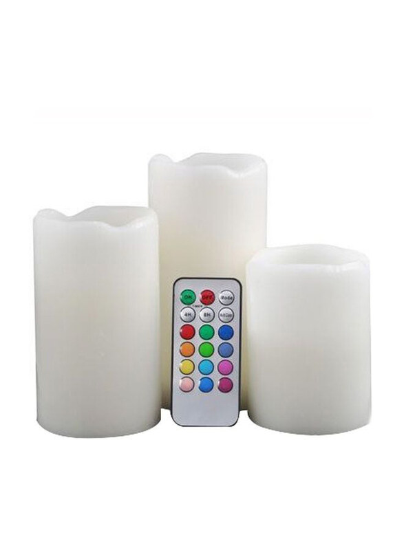 

Generic Colour Changing Candles with Remote Control, 3 Pieces, Multicolour