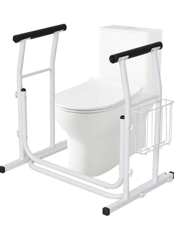 

DubaiGallery Solid Portable Bathroom Toilet with Safety Rails Bar, White