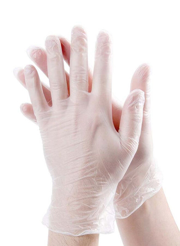 

Generic 100-Piece Unisex Vinyl Powder Free Disposable Gloves Set, Large, White