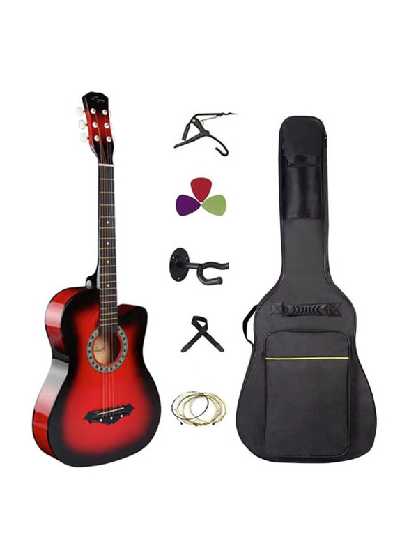 MegArya RDS Professional Steel String Acoustic Guitar, Rosewood Fingerboard, 38 Inch, Red