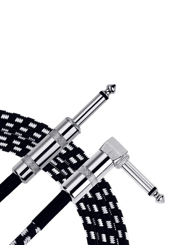 

Anpro 3M x 6.3mm Straight to L Shape Plugs Electric Guitar Lead Cable, Black/White