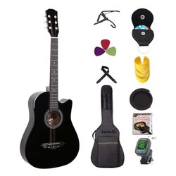 MegArya Student Acoustic Guitar Kit with Bag, Black