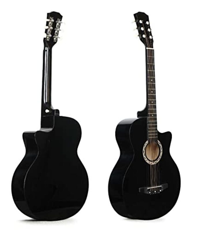 MegArya 38inch Acoustic Guitar with Strap, Pick, Capo, Black