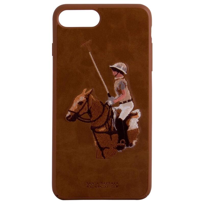 Santa Barbara Polo & Racquet Club Apple iPhone 7 Plus Leather Polo Jockey Mobile Phone Case Cover, Brown