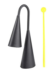 MegArya Agogo Bell Two Tone Handheld Traditional Latin Metal Instrument with Plastic Rod Clapper, Black