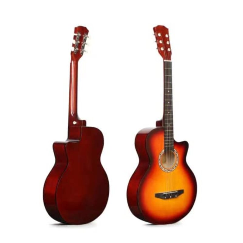 MegArya FS80C Natural Concert Cutaway Guitar with Bag Capo Belt Pick Hanger Strings, Rosewood Fingerboard, Black