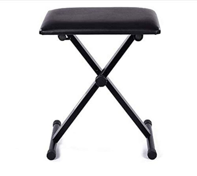 Adjustable Folding Leather Piano Seat, Black