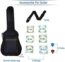 MegArya 38-inch Acoustic Guitar Kit with Bag, Black