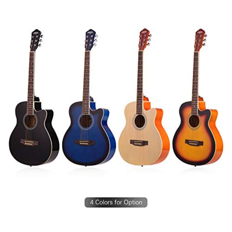 Baggra 6 Strings Cutaway Acoustic Folk Guitar, Brown