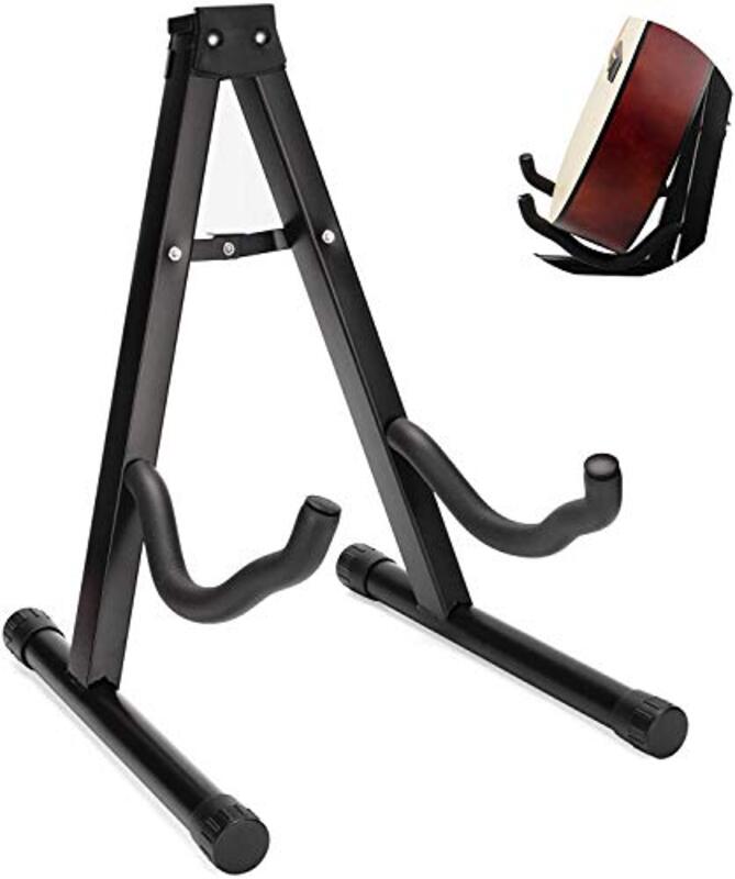 Mustang MS-001 Foldable Universal A-Frame Style Stand for Acoustic and Electric Guitars, Black