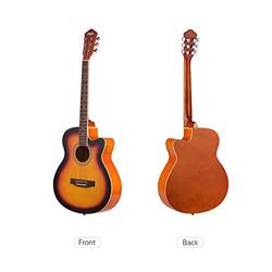 Douself 6 Strings Basswood Cutaway Acoustic Folk Guitar with Strap Gig Bag, Brown