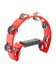 Tiger Music TAM14-RD Half-Moon Tambourine with 16 Pairs of Jingles, Red