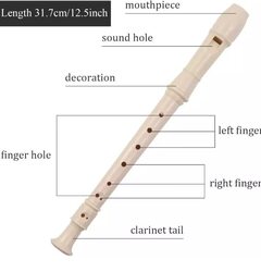MegArya Soprano Student Recorder Flute with Pouch & Cleaning Rod, 5 Pieces, Beige