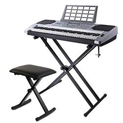 MegArya Double X Keyboard Stand and Keyboard Bench Set, Black